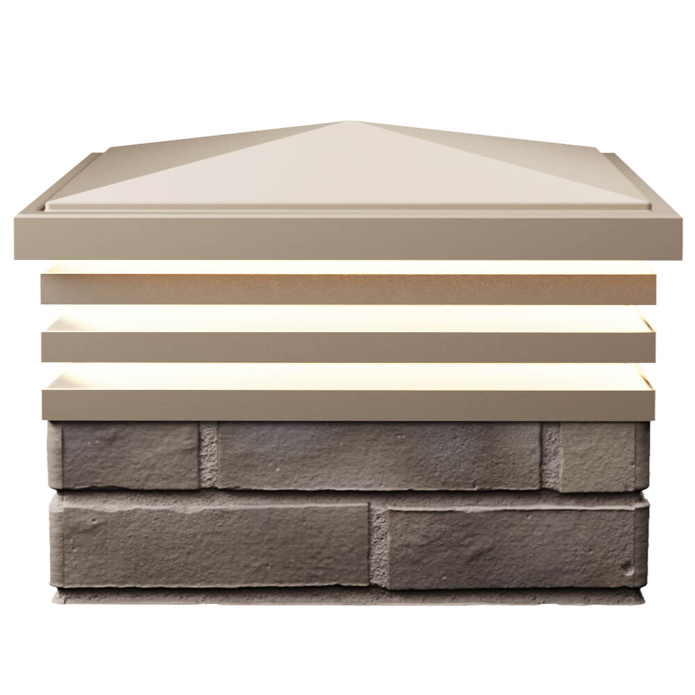 Колпак Zking Бона ХайТек Бежевый на столб 1.5х1.5 кирпича (385х385мм) с подсветкой в Симферополе фото
