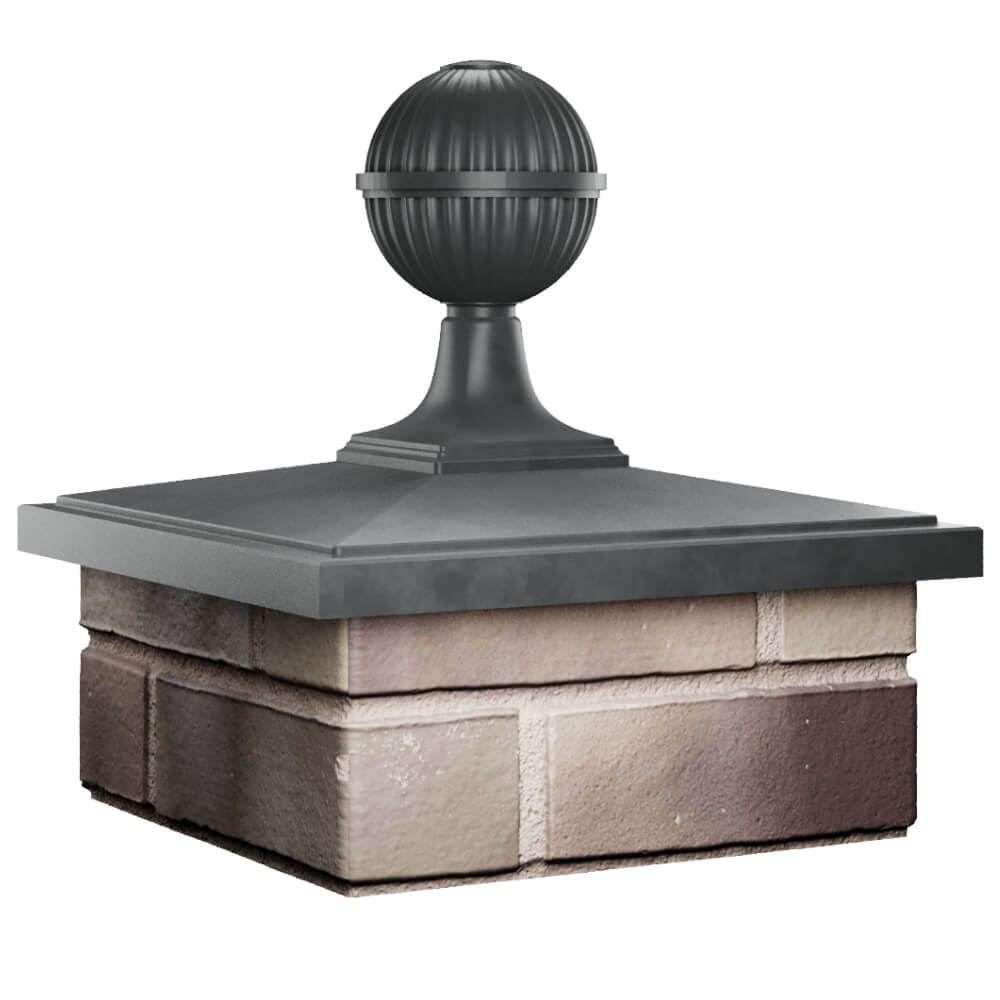 Колпак Zking БонаМоно Серый с шаром на столб 1.5х1.5 кирпича (385х385, 400х400мм) в сборе в Симферополе фото