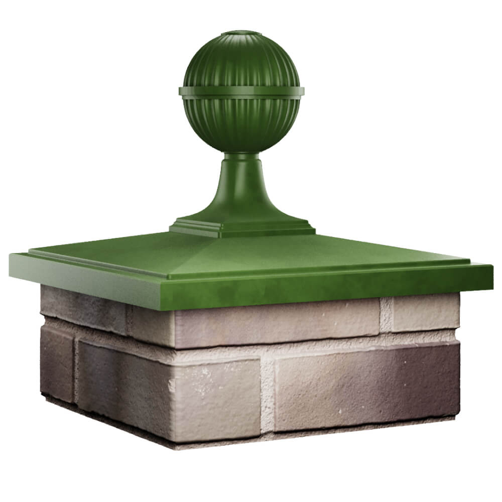 Колпак Zking БонаМоно Зеленый с шаром на столб 1.5х1.5 кирпича (385х385, 400х400мм) в сборе в Симферополе фото