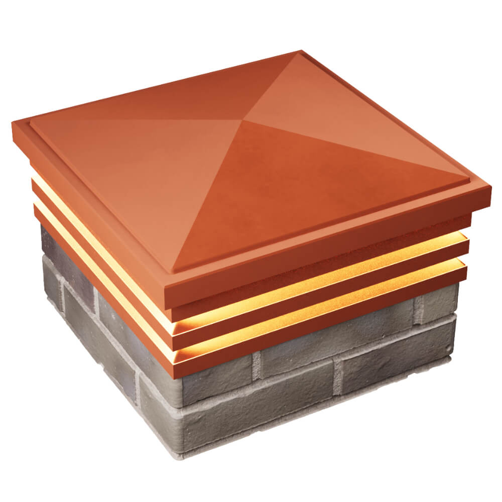 Колпак Zking Бона ХайТек Красный на столб 1.5х1.5 кирпича (385х385мм) с подсветкой в Симферополе фото