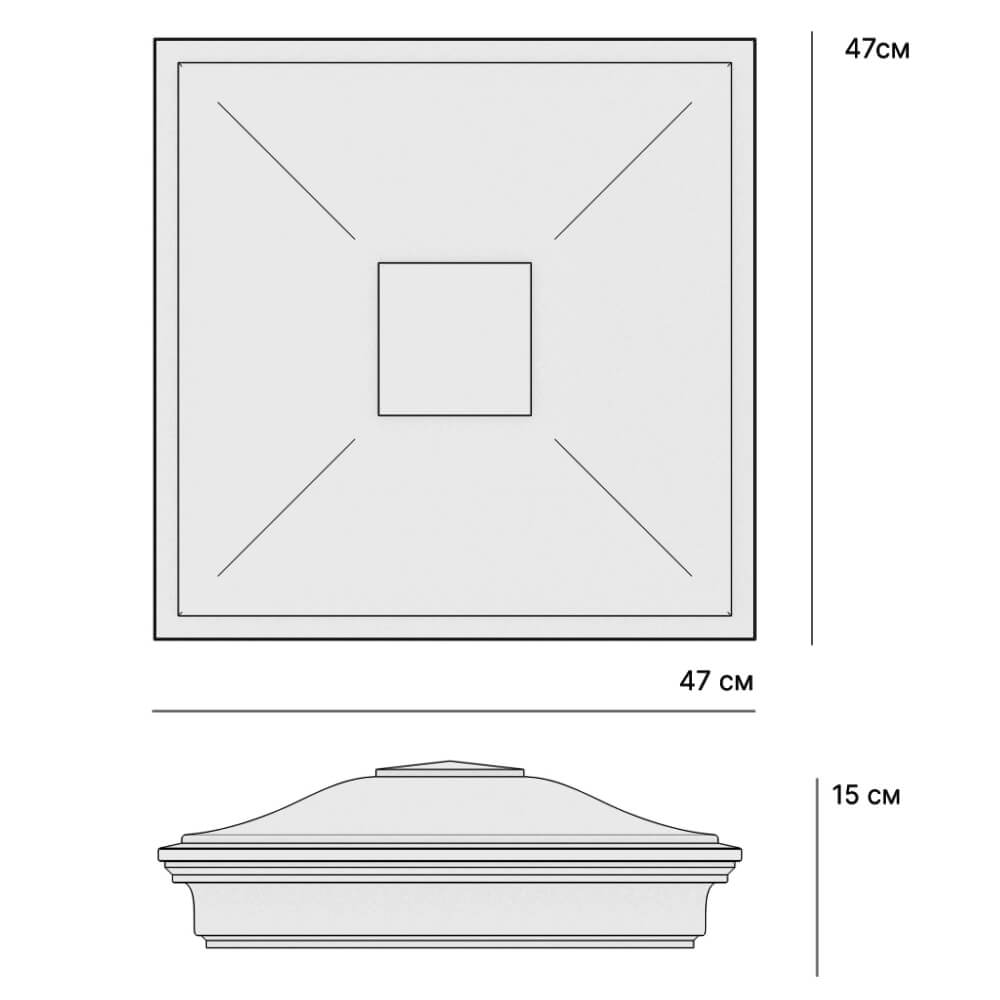 Колпак Zking Монблан Бежевый на столб 1.5х1.5 кирпича (385х385мм) с подсветкой в Симферополе фото