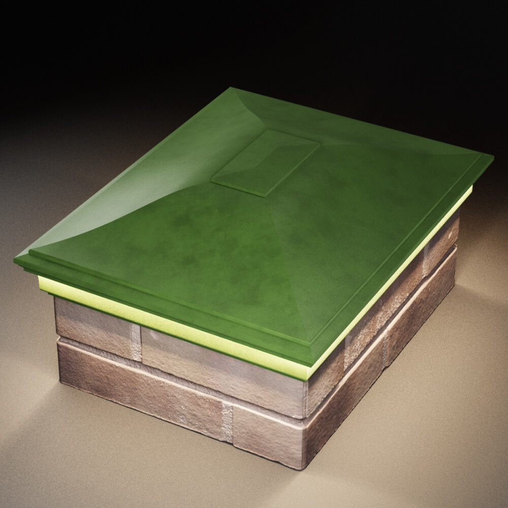 Колпак Zking Монблан Зеленый на столб 2х1.5 кирпича (515х385мм) c подсветкой в Симферополе фото