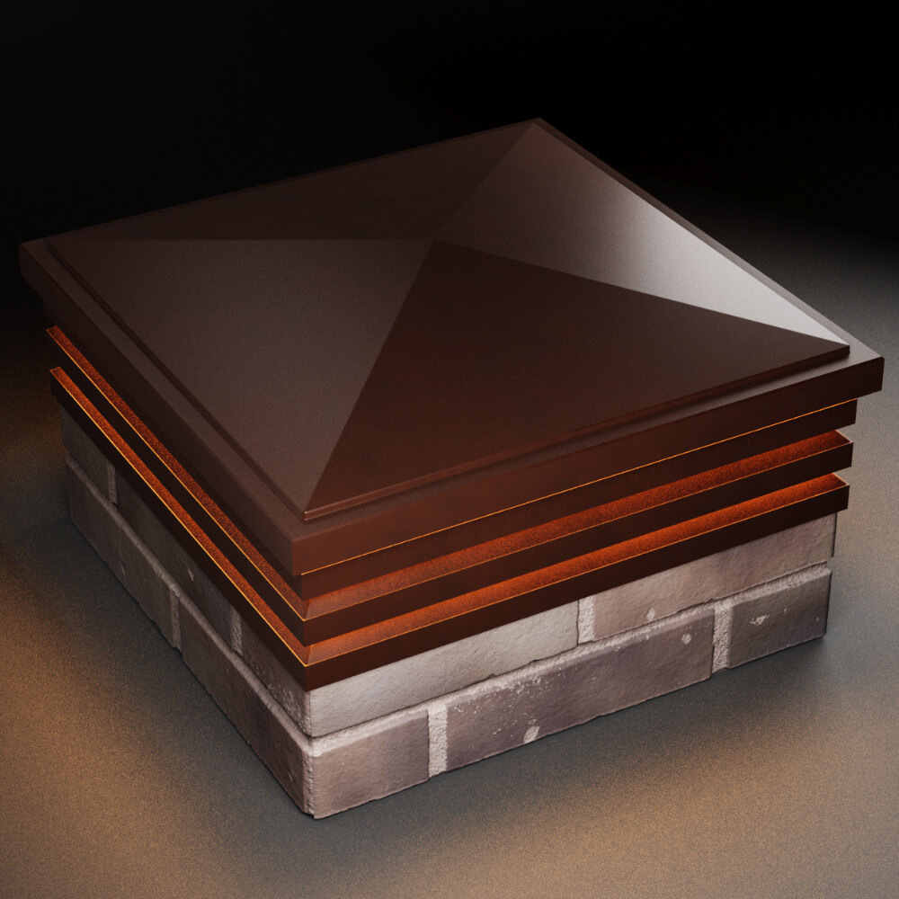 Колпак Zking Бона ХайТек Коричневый на столб 2х2 кирпича (513х513мм) с подсветкой в Симферополе фото