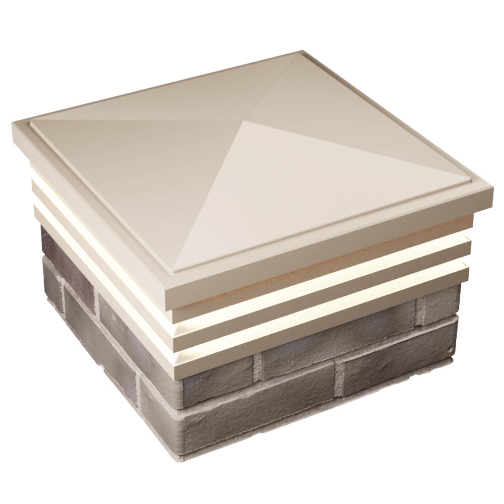 Колпак Zking Бона ХайТек Бежевый на столб 1.5х1.5 кирпича (385х385мм) с подсветкой в Симферополе фото