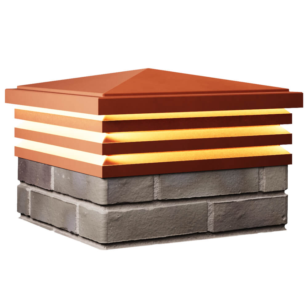 Колпак Zking Бона ХайТек Красный на столб 1.5х1.5 кирпича (385х385мм) с подсветкой в Симферополе фото