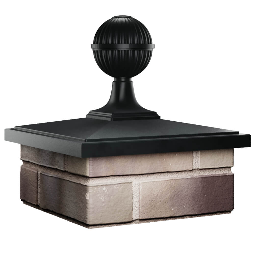 Колпак Zking БонаМоно Черный с шаром на столб 1.5х1.5 кирпича (385х385, 400х400мм) в сборе в Симферополе фото