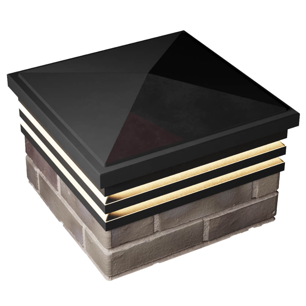 Колпак Zking Бона ХайТек Черный на столб 1.5х1.5 кирпича (385х385мм) с подсветкой в Симферополе фото