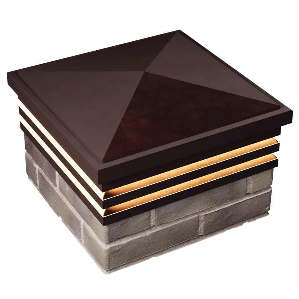 Колпак Zking Бона ХайТек Коричневый на столб 1.5х1.5 кирпича (385х385мм) с подсветкой в Симферополе фото