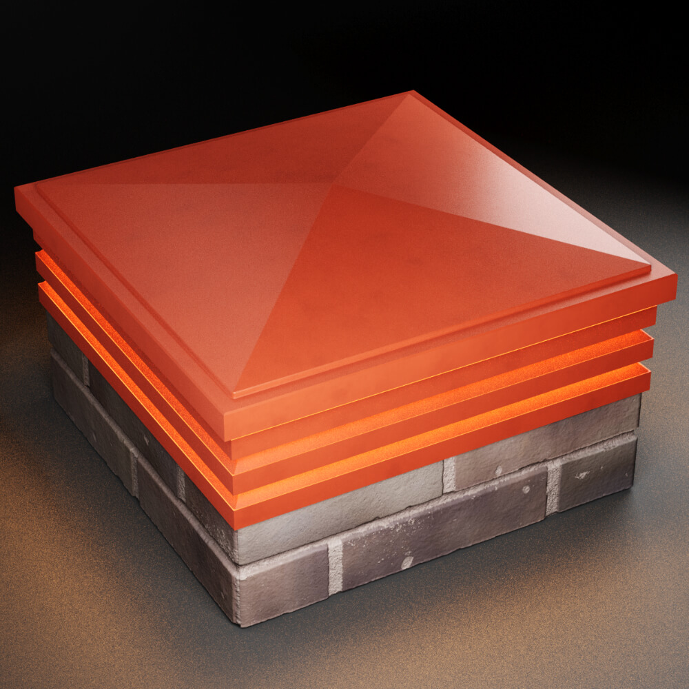 Колпак Zking Бона ХайТек Красный на столб 2х2 кирпича (513х513мм) с подсветкой в Симферополе фото