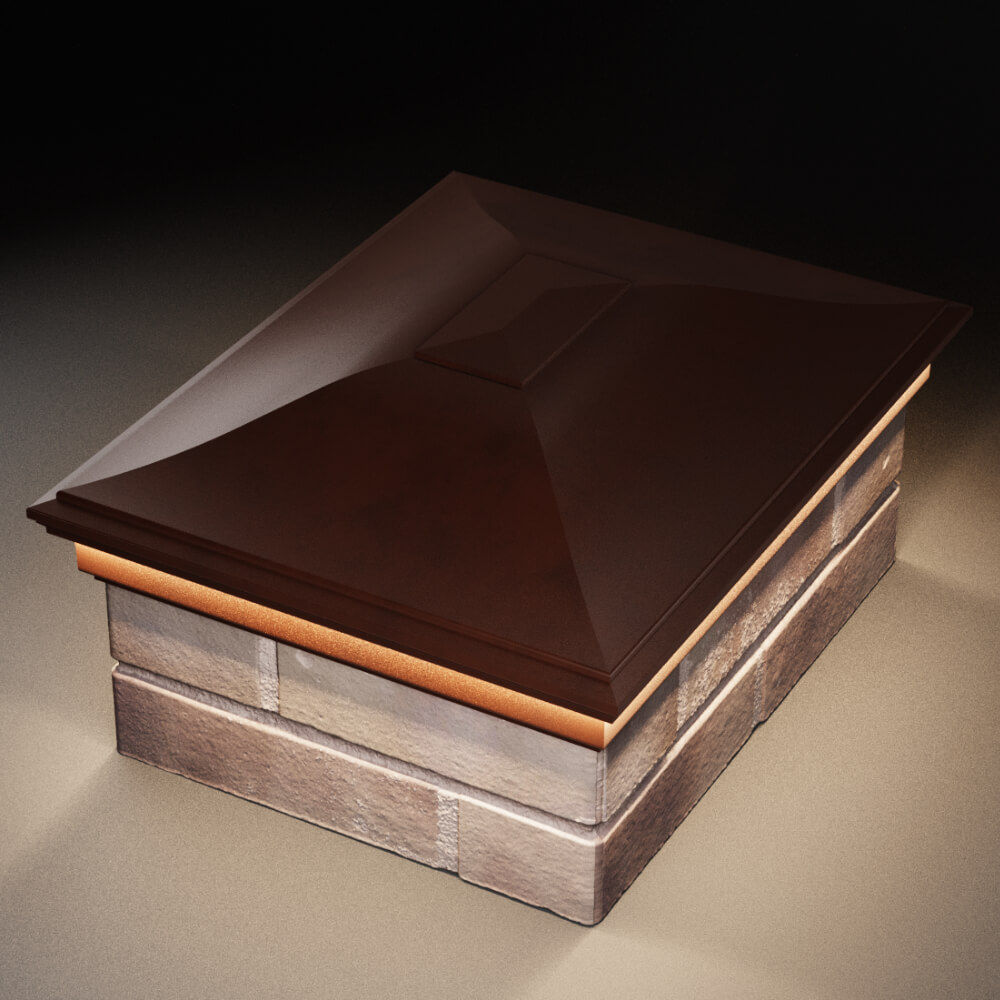 Колпак Zking Монблан Коричневый на столб 2х1.5 кирпича (515х385мм) c подсветкой в Симферополе фото