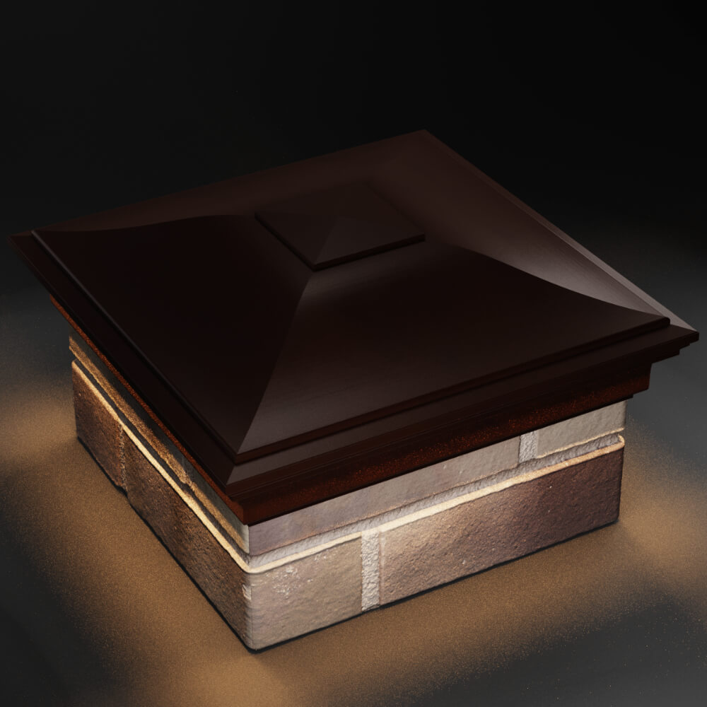 Колпак Zking Монблан Коричневый на столб 1.5х1.5 кирпича (385х385мм) с подсветкой в Симферополе фото