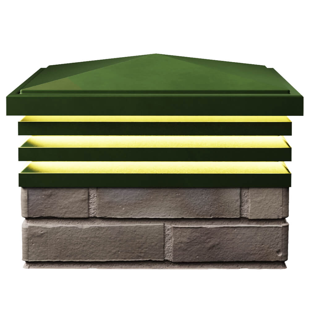 Колпак Zking Бона ХайТек Зеленый на столб 1.5х1.5 кирпича (385х385мм) с подсветкой в Симферополе фото