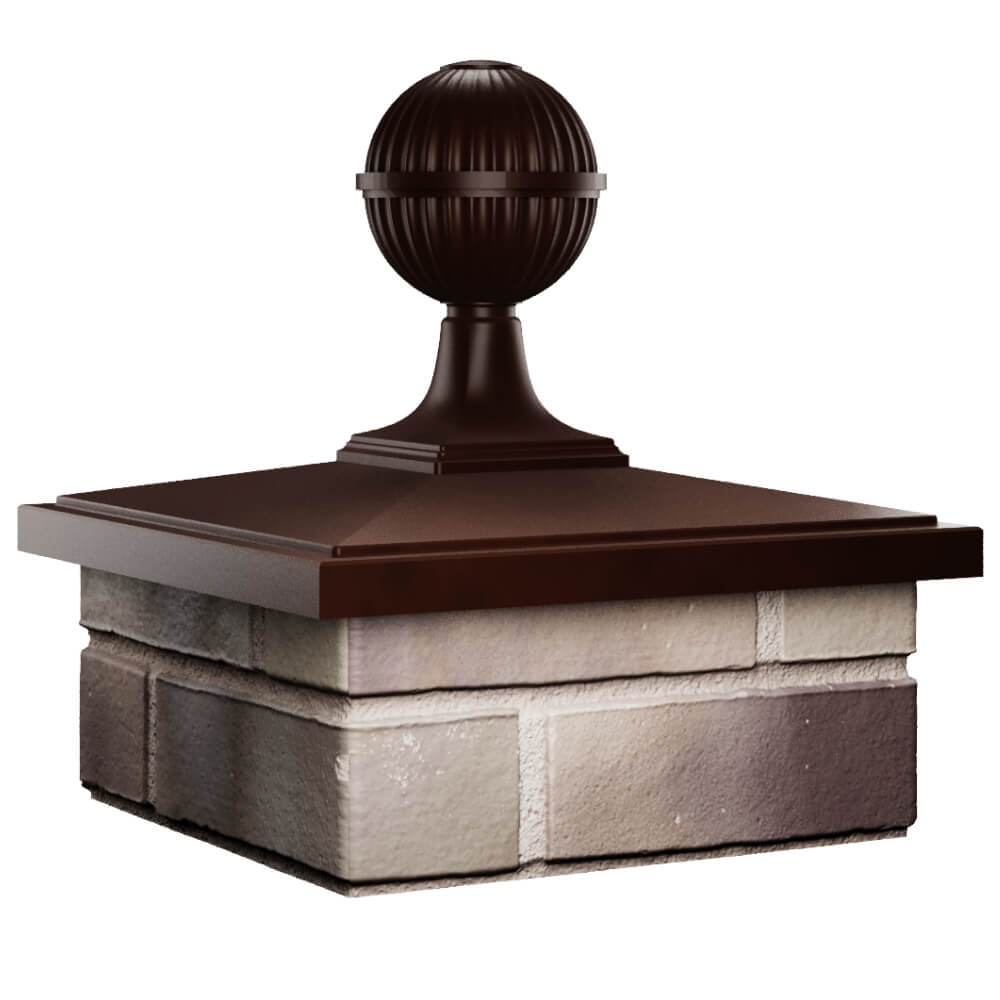 Колпак Zking БонаМоно Коричневый с шаром на столб 1.5х1.5 кирпича (385х385, 400х400мм) в сборе в Симферополе фото