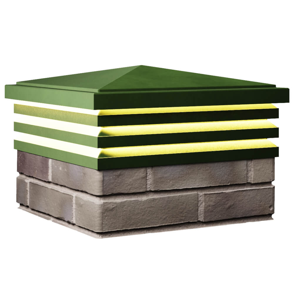 Колпак Zking Бона ХайТек Зеленый на столб 1.5х1.5 кирпича (385х385мм) с подсветкой в Симферополе фото