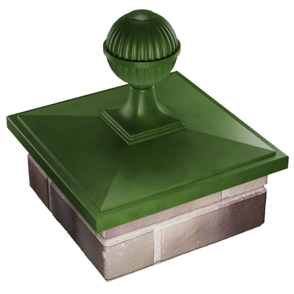 Колпак Zking БонаМоно Зеленый с шаром на столб 1.5х1.5 кирпича (385х385, 400х400мм) в сборе в Симферополе фото