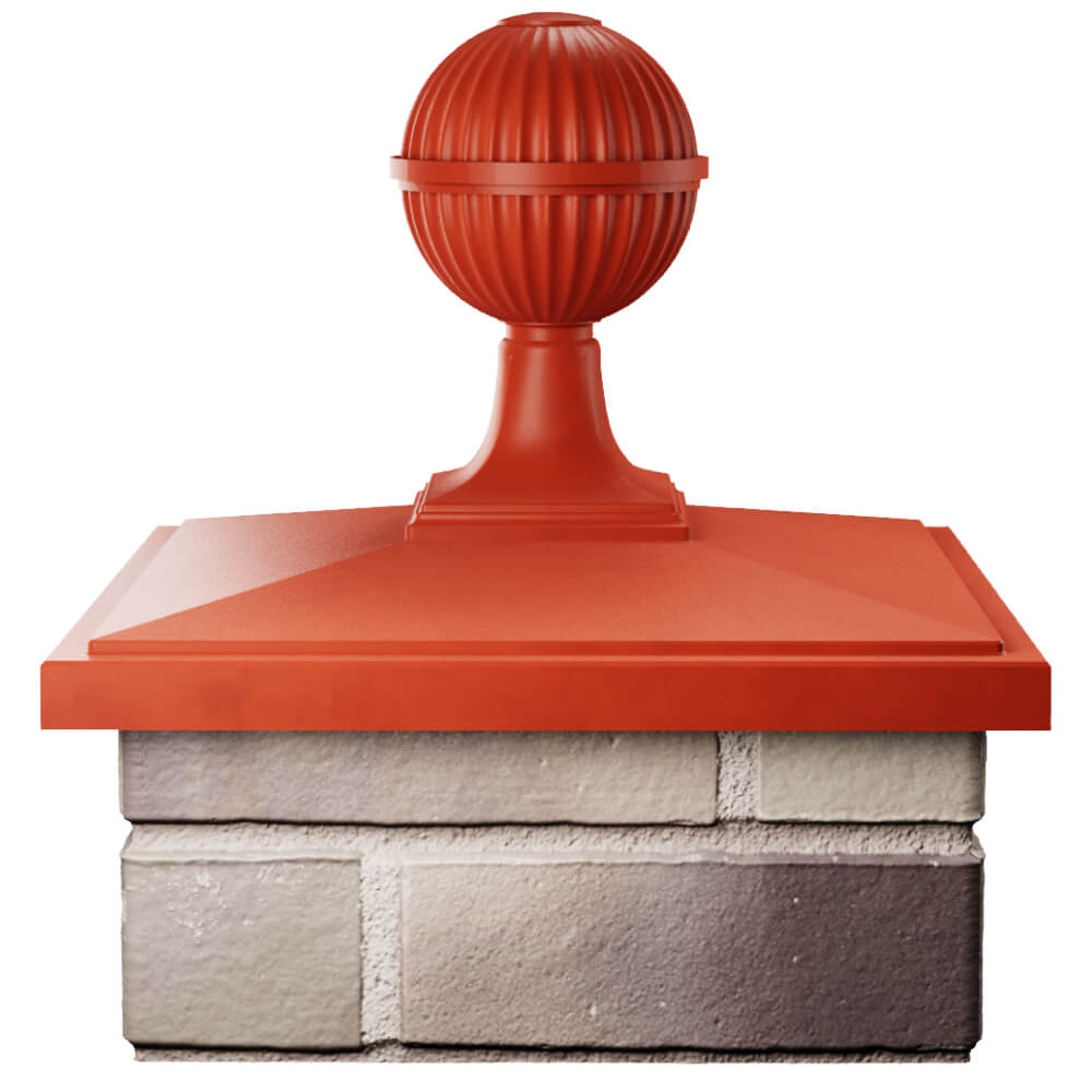 Колпак Zking БонаМоно Красный с шаром на столб 1.5х1.5 кирпича (385х385, 400х400мм) в сборе Симферополь фото