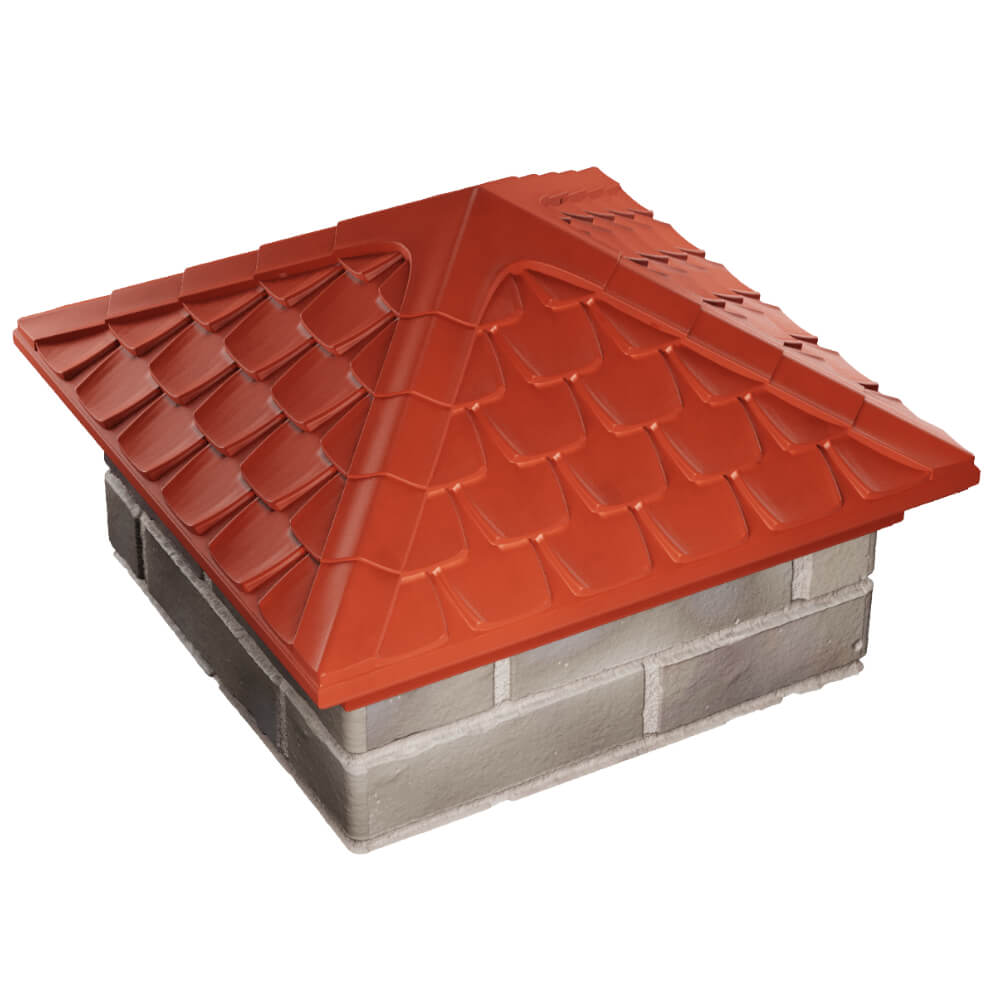 Колпак Zking Эльбрус Красный на столб 1.5х1.5 кирпича (385х385мм) в Симферополе фото