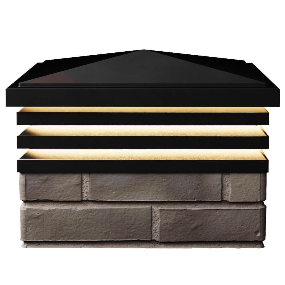 Колпак Zking Бона ХайТек Черный на столб 1.5х1.5 кирпича (385х385мм) с подсветкой в Симферополе фото