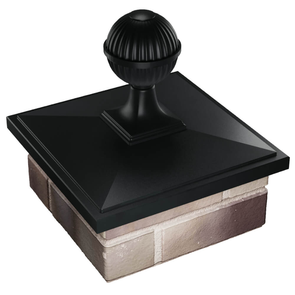 Колпак Zking БонаМоно Черный с шаром на столб 1.5х1.5 кирпича (385х385, 400х400мм) в сборе в Симферополе фото