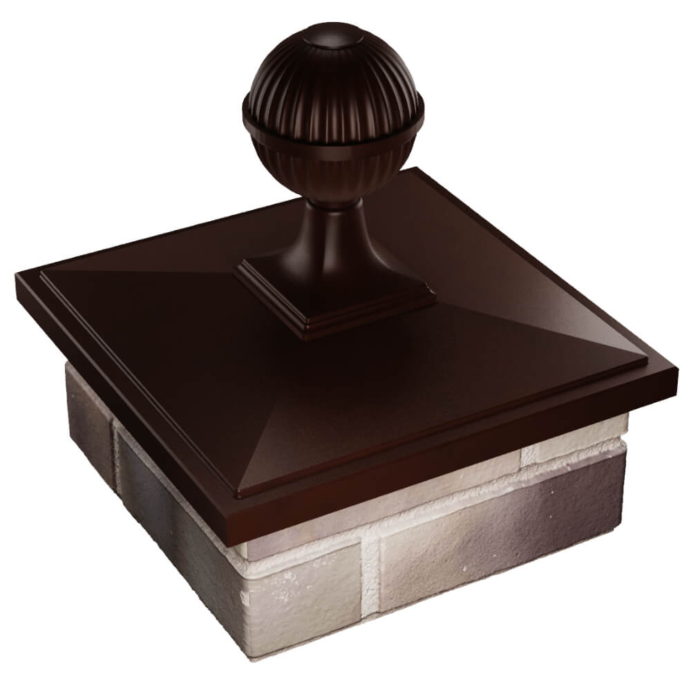 Колпак Zking БонаМоно Коричневый с шаром на столб 1.5х1.5 кирпича (385х385, 400х400мм) в сборе в Симферополе фото