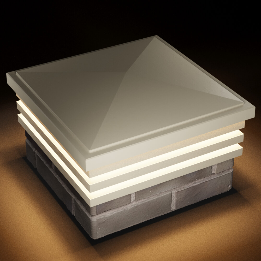 Колпак Zking Бона ХайТек Бежевый на столб 1.5х1.5 кирпича (385х385мм) с подсветкой в Симферополе фото