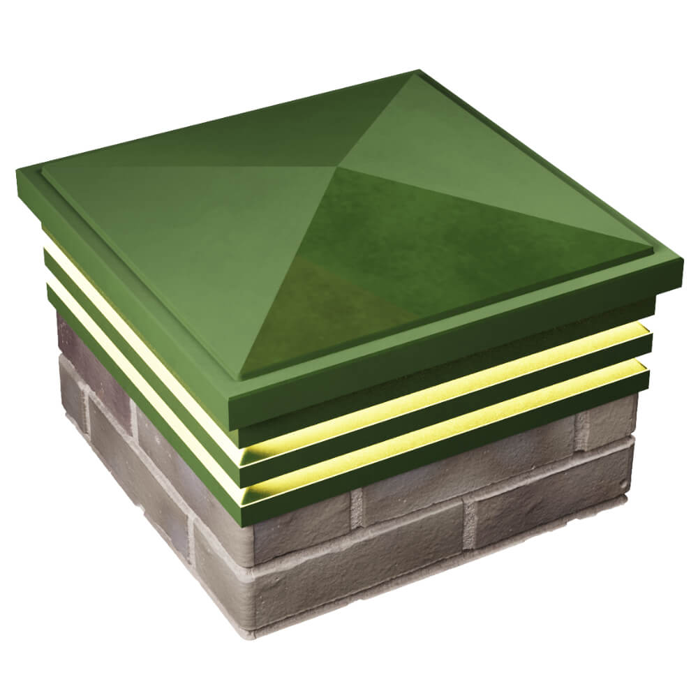 Колпак Zking Бона ХайТек Зеленый на столб 1.5х1.5 кирпича (385х385мм) с подсветкой в Симферополе фото