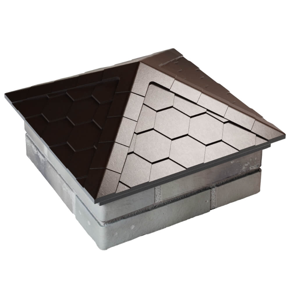 Колпак Zking Эверест Коричневый на столб 1.5х1.5 кирпича (390х390мм) в Симферополе фото