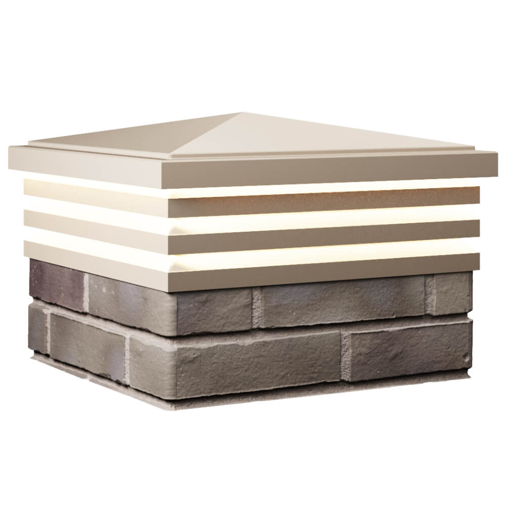 Колпак Zking Бона ХайТек Бежевый на столб 1.5х1.5 кирпича (385х385мм) с подсветкой в Симферополе фото