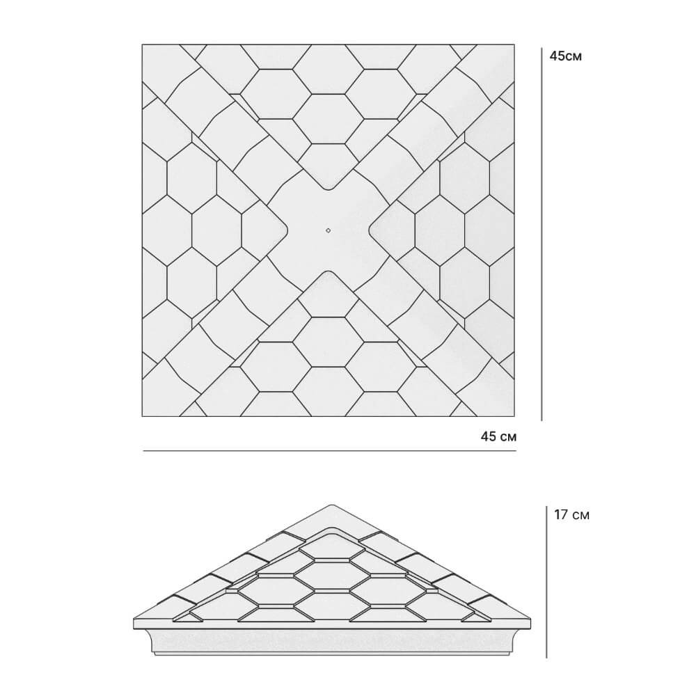 Колпак Zking Эверест Серый на столб 1.5х1.5 кирпича (390х390мм) в Симферополе фото