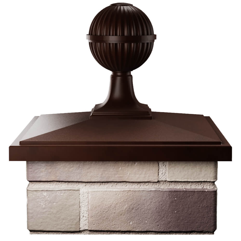Колпак Zking БонаМоно Коричневый с шаром на столб 1.5х1.5 кирпича (385х385, 400х400мм) в сборе Симферополь фото