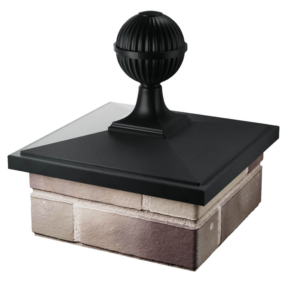 Колпак Zking БонаМоно Черный с шаром на столб 1.5х1.5 кирпича (385х385, 400х400мм) в сборе в Симферополе фото