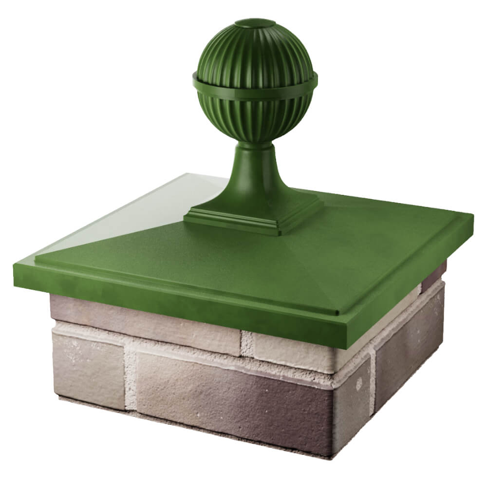 Колпак Zking БонаМоно Зеленый с шаром на столб 1.5х1.5 кирпича (385х385, 400х400мм) в сборе в Симферополе фото
