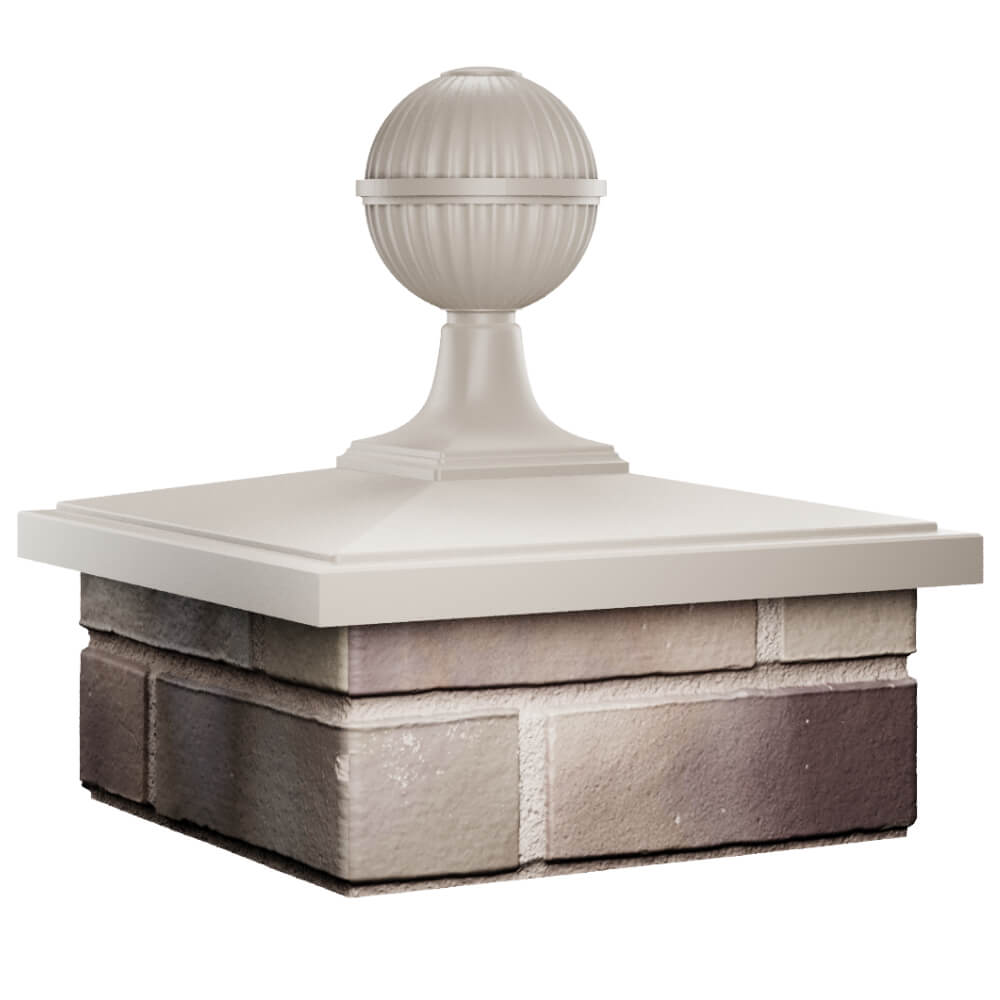 Колпак Zking БонаМоно Бежевый с шаром на столб 1.5х1.5 кирпича (385х385, 400х400мм) в сборе в Симферополе фото