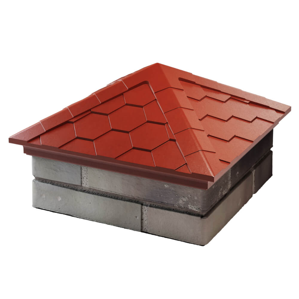 Колпак Zking Эверест Красный на столб 1.5х1.5 кирпича (390х390мм) в Симферополе фото