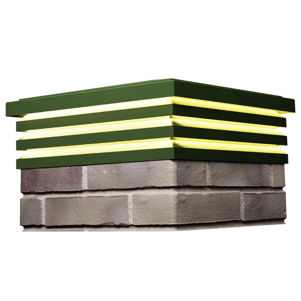 Колпак Zking Бона ХайТек Зеленый на столб 1.5х1.5 кирпича (385х385мм) с подсветкой в Симферополе фото