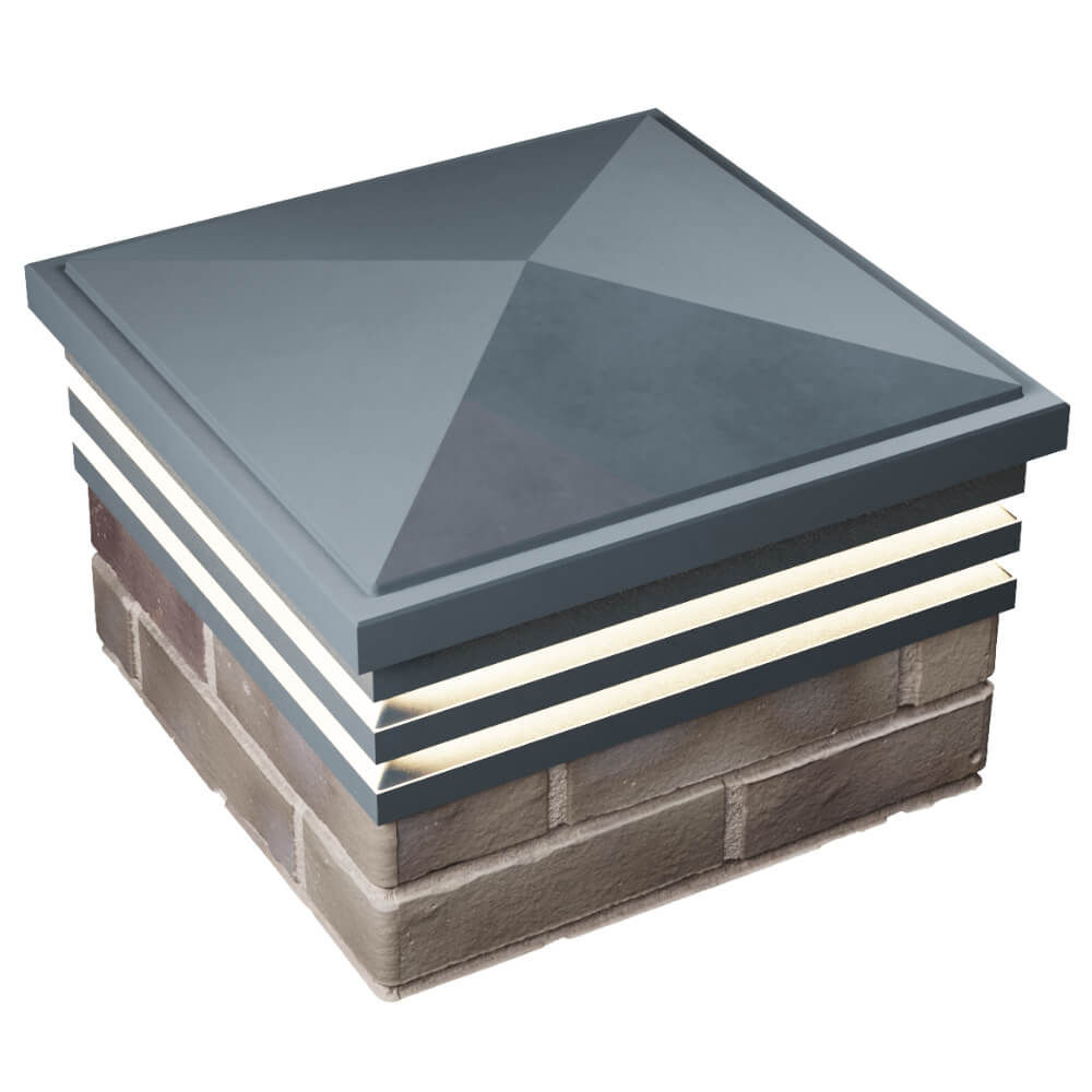 Колпак Zking Бона ХайТек Серый на столб 1.5х1.5 кирпича (385х385мм) с подсветкой в Симферополе фото