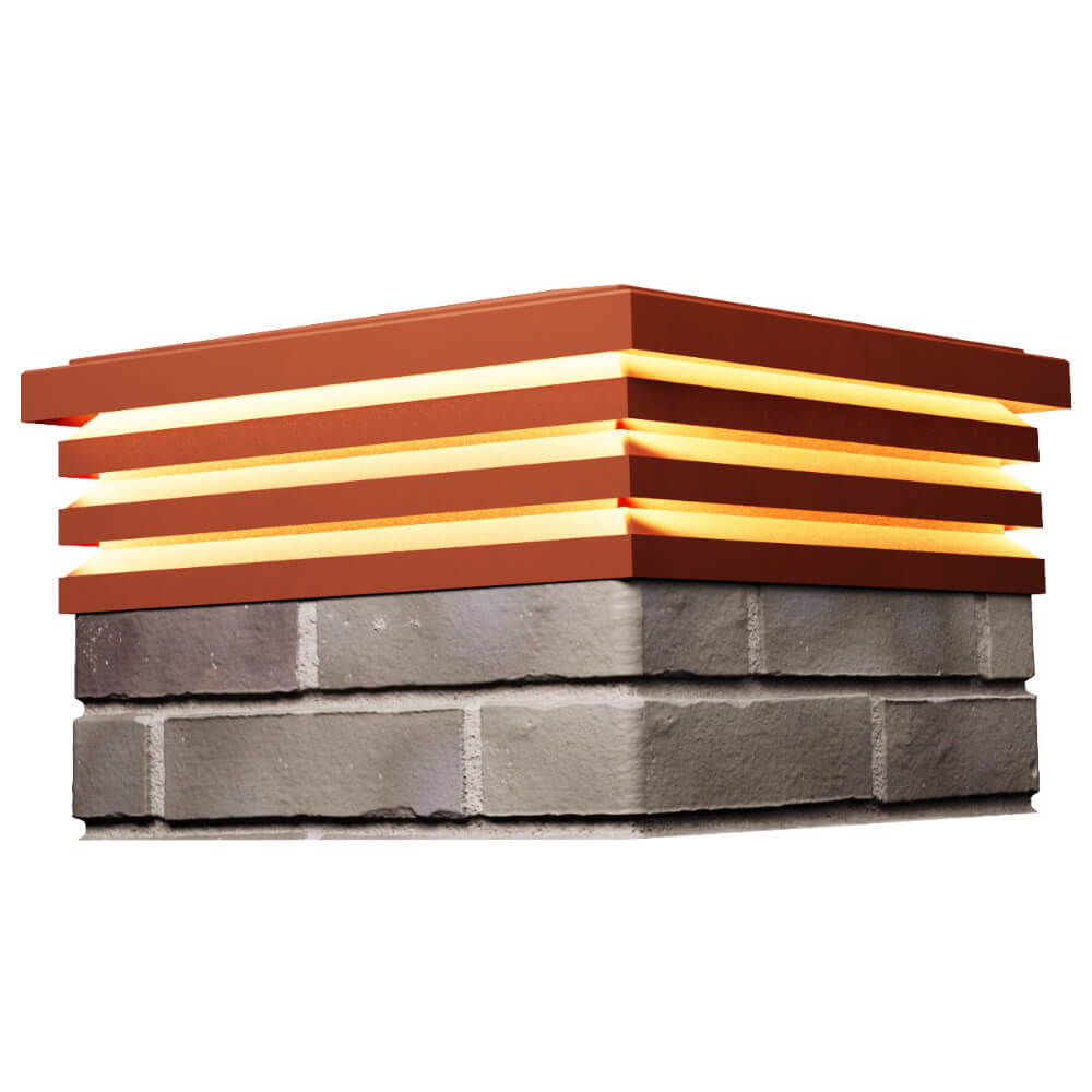 Колпак Zking Бона ХайТек Красный на столб 1.5х1.5 кирпича (385х385мм) с подсветкой в Симферополе фото