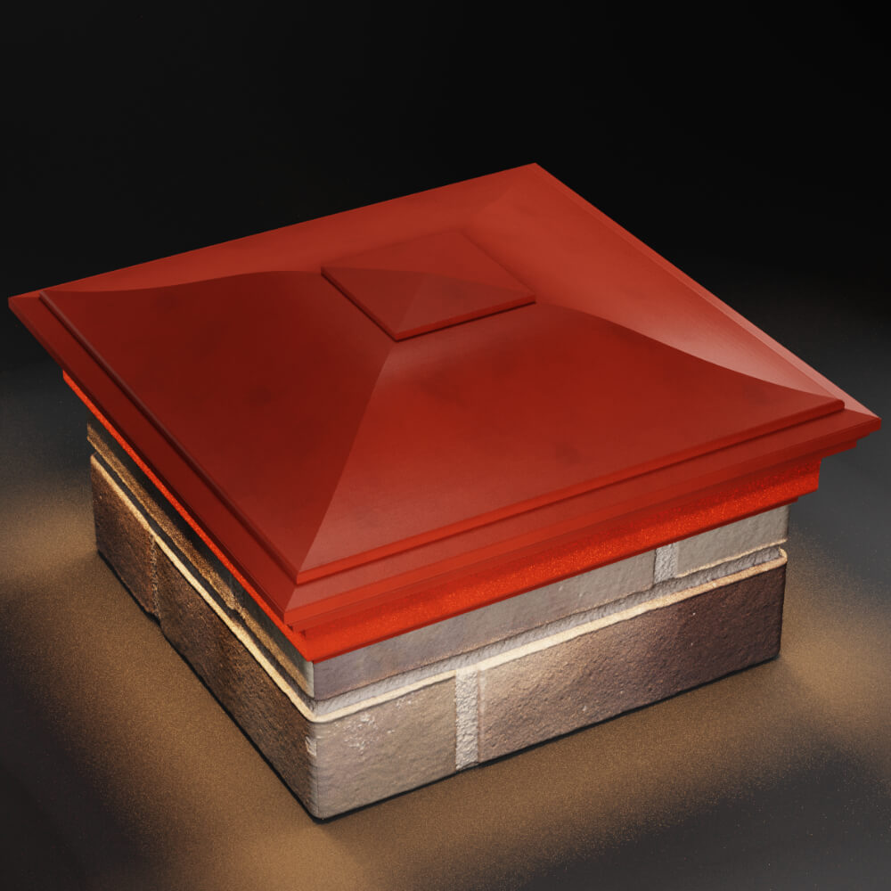 Колпак Zking Монблан Красный на столб 1.5х1.5 кирпича (385х385мм) с подсветкой в Симферополе фото