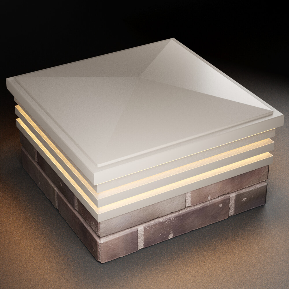 Колпак Zking Бона ХайТек Бежевый на столб 2х2 кирпича (513х513мм) с подсветкой в Симферополе фото