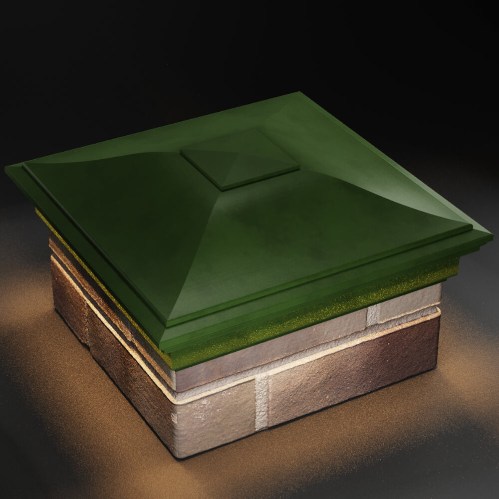 Колпак Zking Монблан Зеленый на столб 1.5х1.5 кирпича (385х385мм) с подсветкой в Симферополе фото