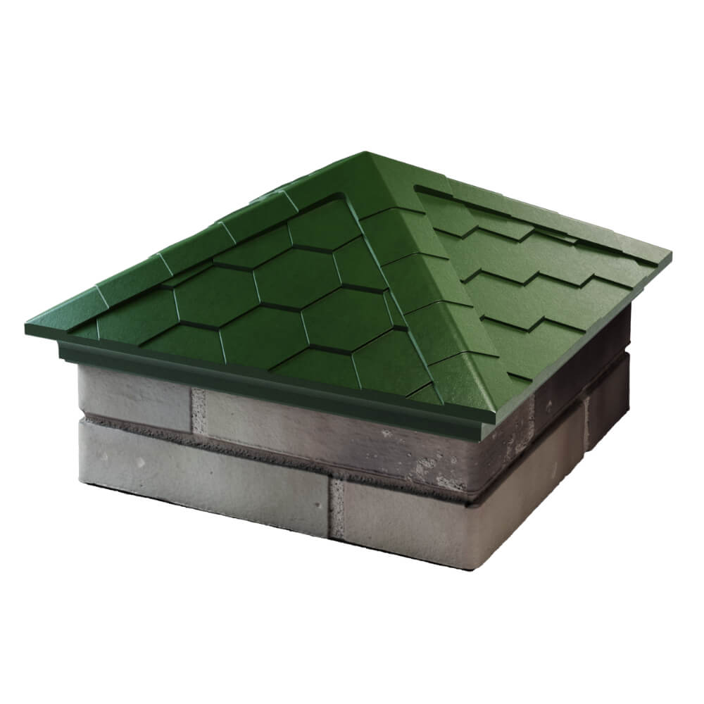 Колпак Zking Эверест Зеленый на столб 1.5х1.5 кирпича (390х390мм) в Симферополе фото