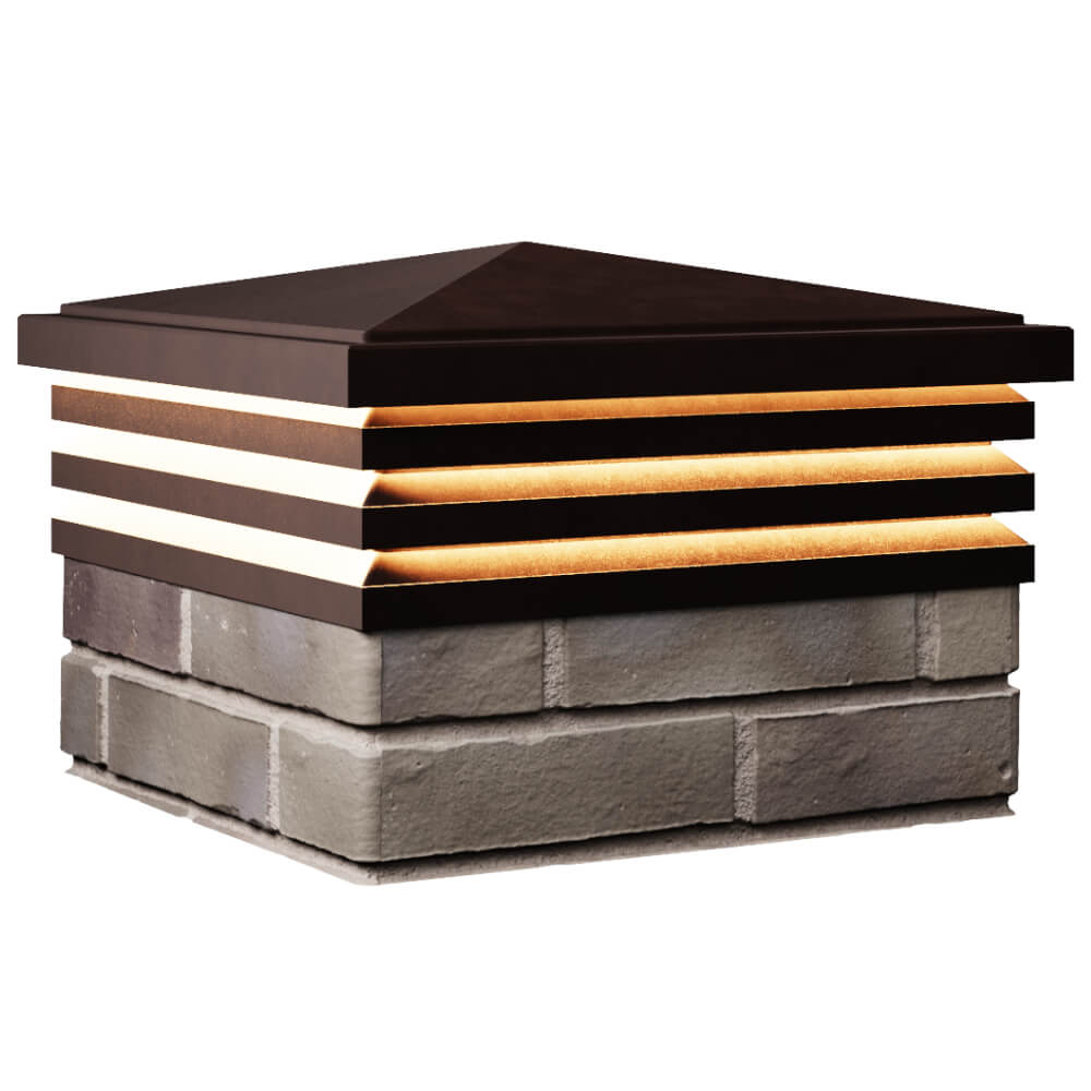 Колпак Zking Бона ХайТек Коричневый на столб 1.5х1.5 кирпича (385х385мм) с подсветкой в Симферополе фото