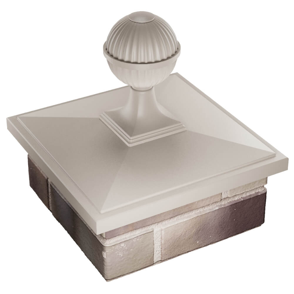 Колпак Zking БонаМоно Бежевый с шаром на столб 1.5х1.5 кирпича (385х385, 400х400мм) в сборе в Симферополе фото