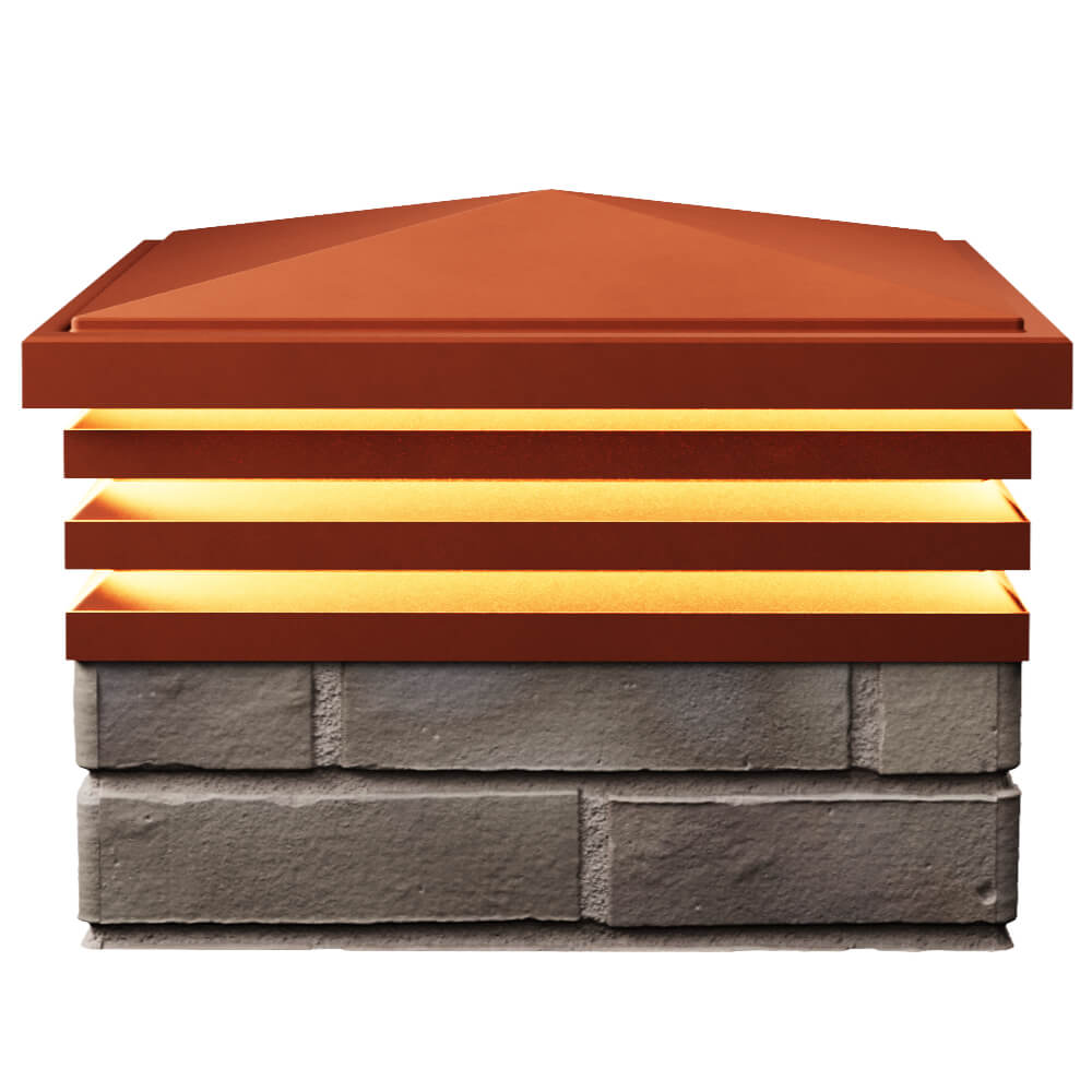 Колпак Zking Бона ХайТек Красный на столб 1.5х1.5 кирпича (385х385мм) с подсветкой в Симферополе фото