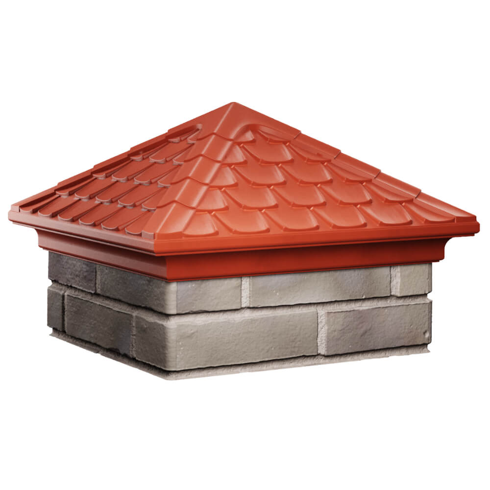 Колпак Zking Эльбрус Красный на столб 1.5х1.5 кирпича (385х385мм) в Симферополе фото