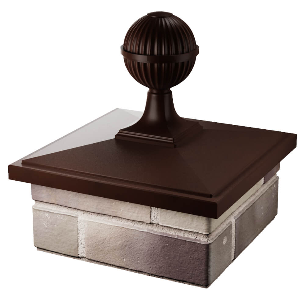 Колпак Zking БонаМоно Коричневый с шаром на столб 1.5х1.5 кирпича (385х385, 400х400мм) в сборе в Симферополе фото