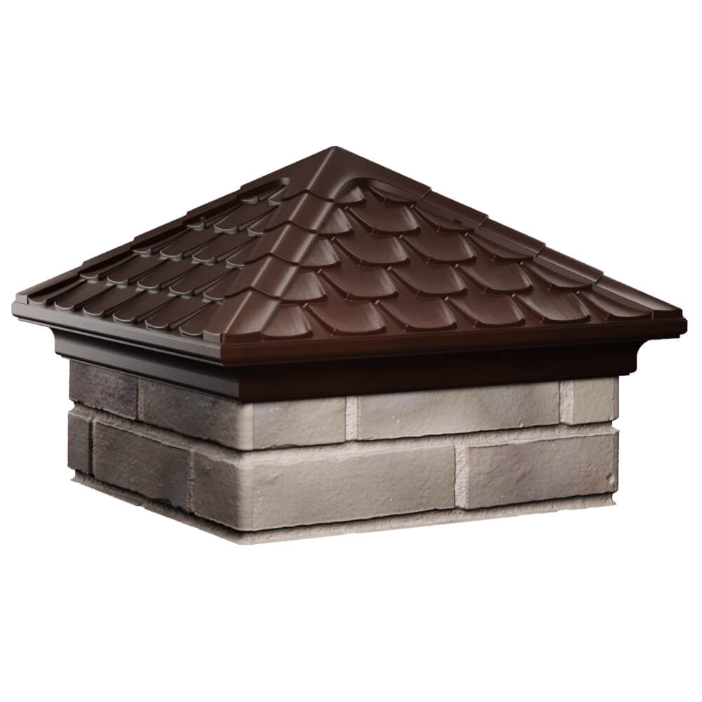 Колпак Zking Эльбрус Коричневый на столб 1.5х1.5 кирпича (385х385мм) в Симферополе фото