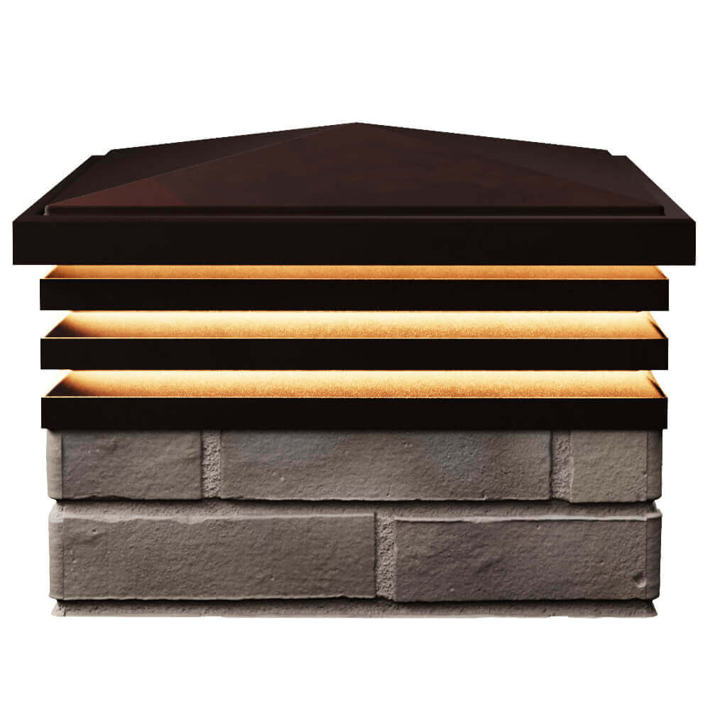 Колпак Zking Бона ХайТек Коричневый на столб 1.5х1.5 кирпича (385х385мм) с подсветкой в Симферополе фото